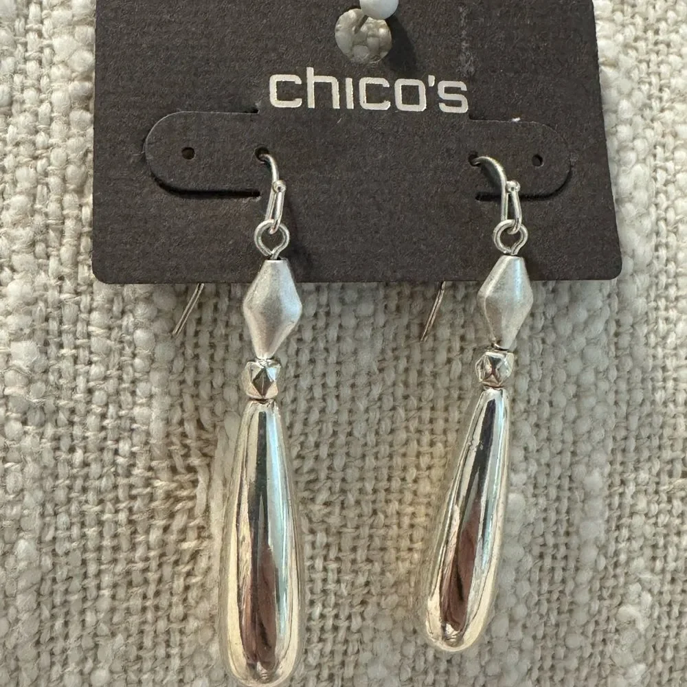 0119-Chico's Silver Drop Earrings‎